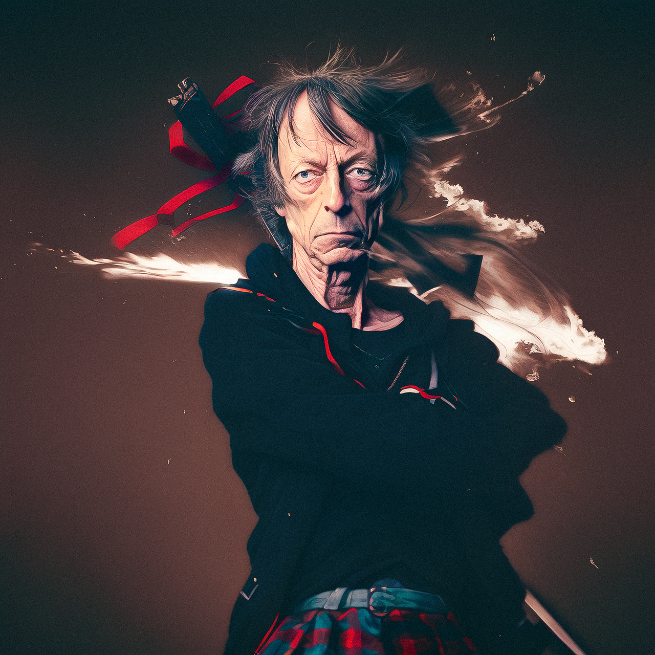 Realistic anime style character generated with Midjourney --niji prompt, showcasing dynamic composition and unique features.