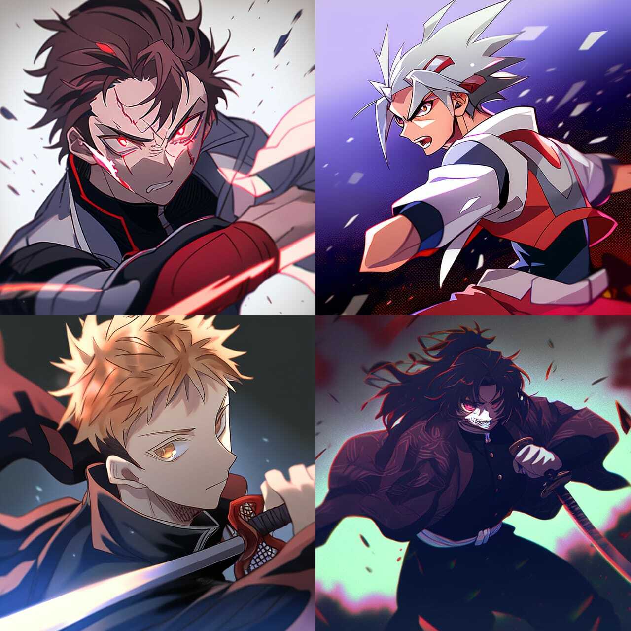 Gekiga anime style --niji showcasing dynamic characters and action scenes in Midjourney prompt engineering for anime styles.