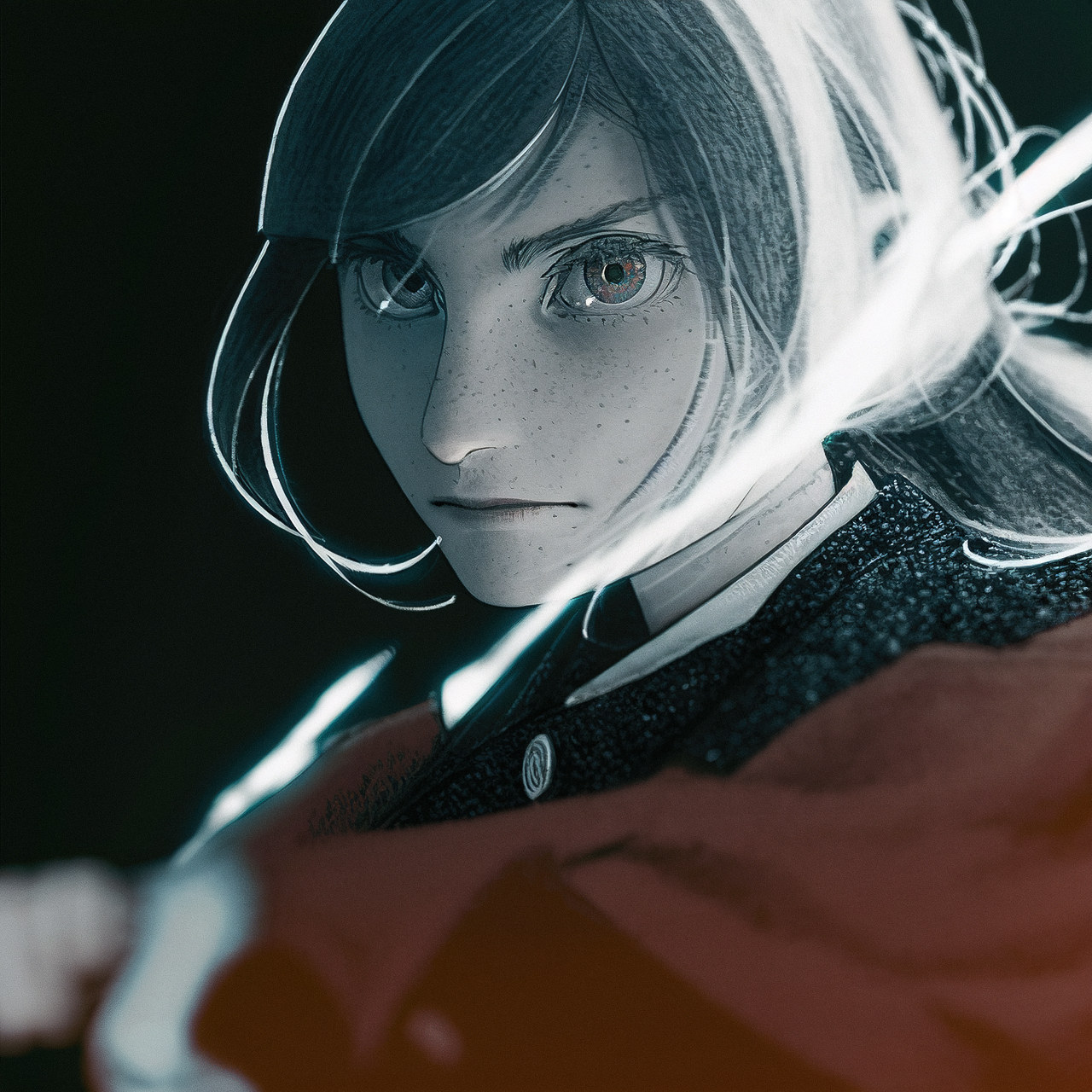 Gekiga anime style character portrait generated with Midjourney prompt, showcasing dynamic composition and detailed facial features.