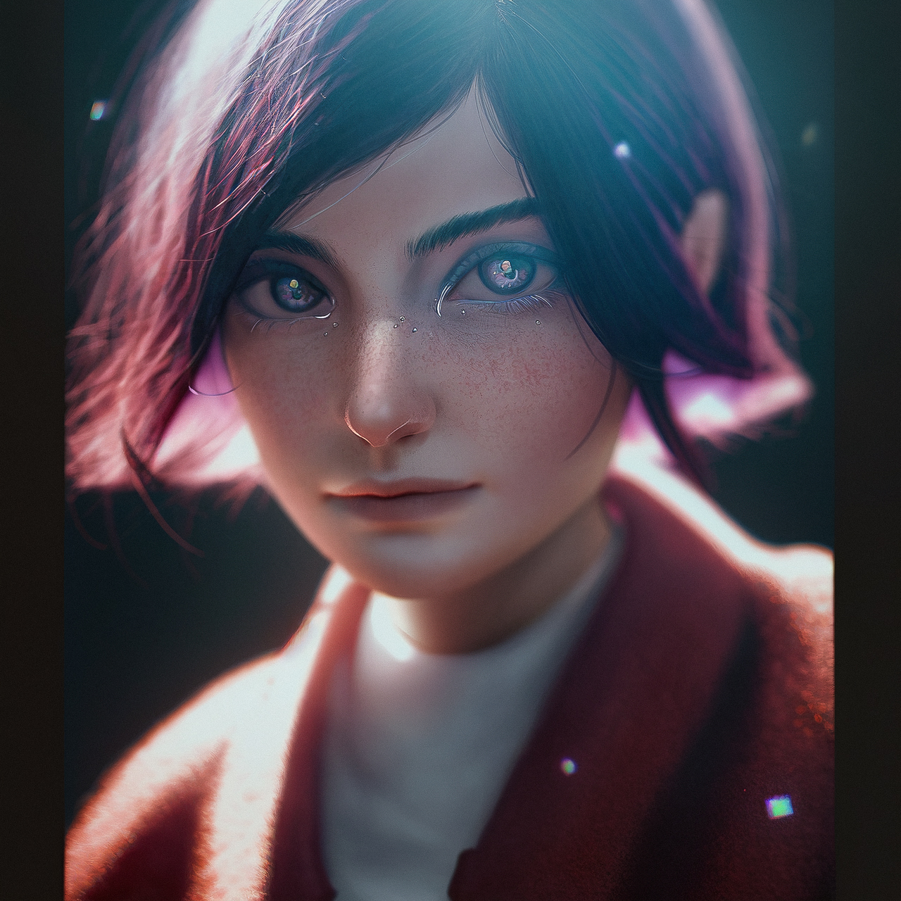 Realistic anime style generated with Midjourney --niji prompt, showcasing detailed character features and vibrant colors.