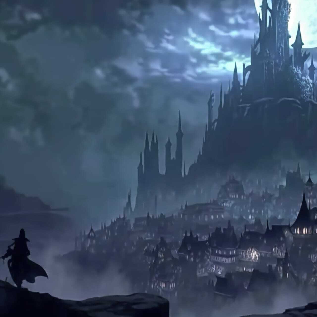 Midjourney prompt showcasing Nazgul over sleeping town, emphasizing dark fantasy elements and atmospheric composition.