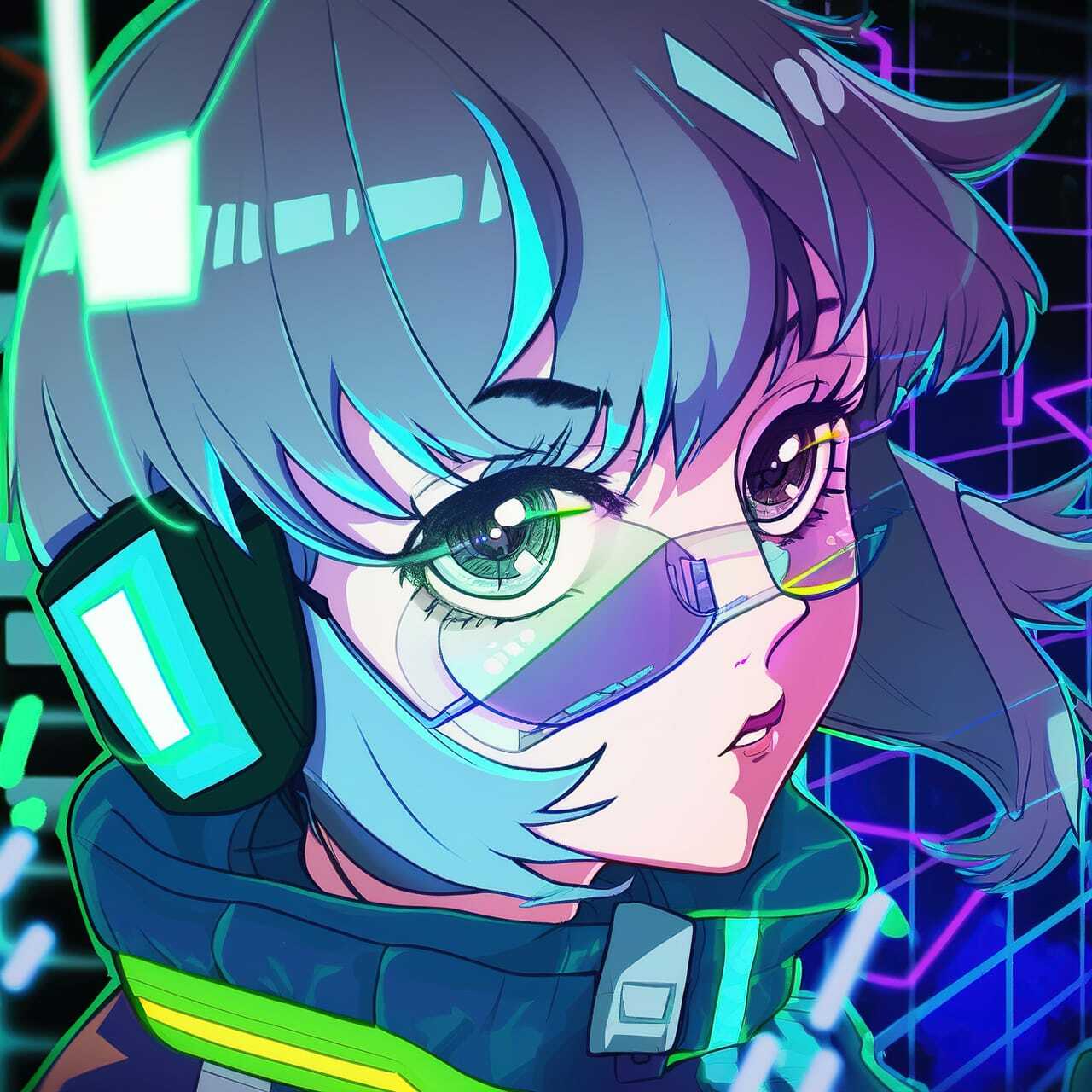 Midjourney prompt engineering for anime styles featuring tech genius teenage girl with vibrant colors and dynamic composition.
