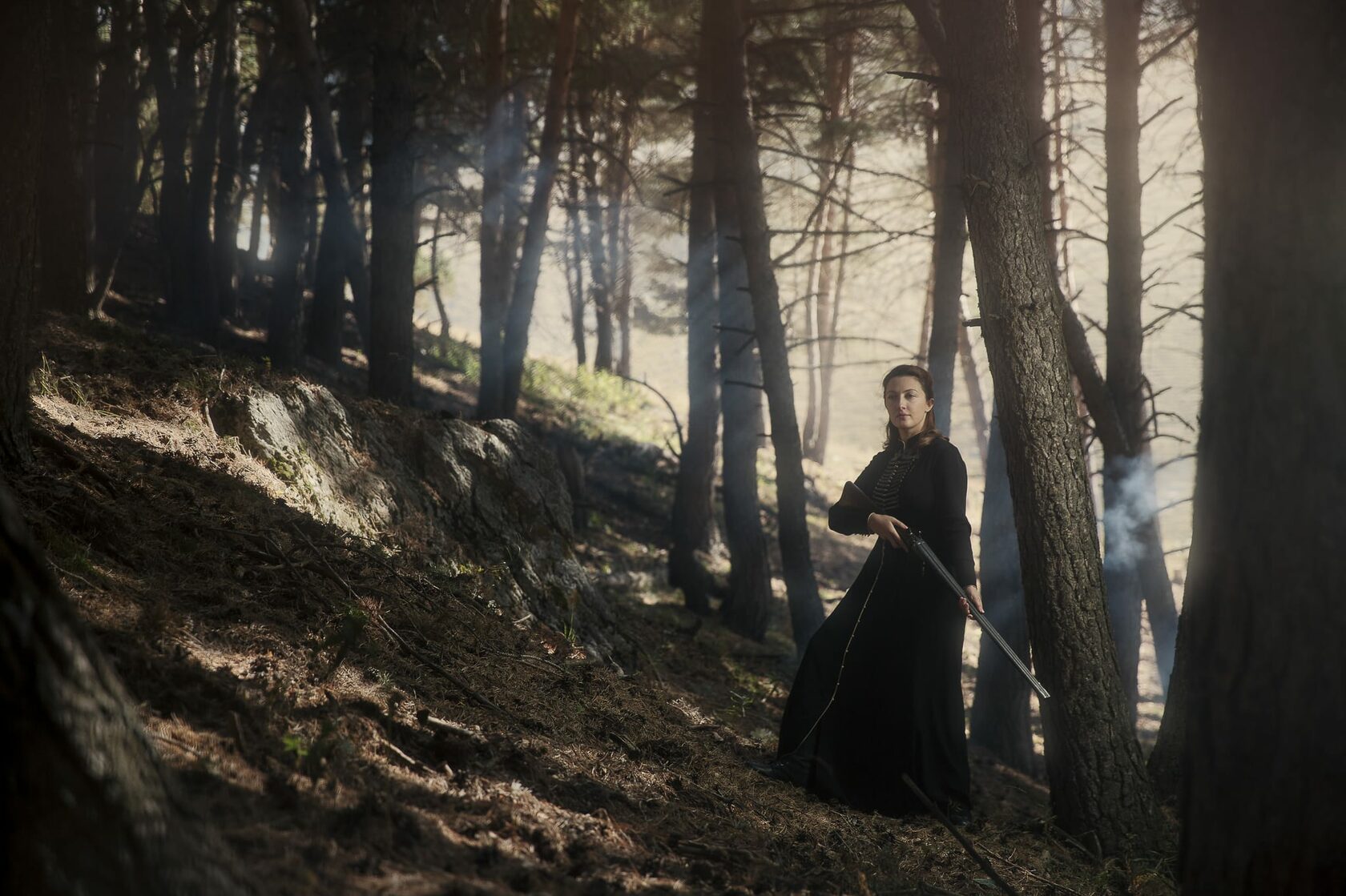 Midjourney prompt engineering for photography, featuring woman in forest, emphasizing lighting, composition, and artistic expression.