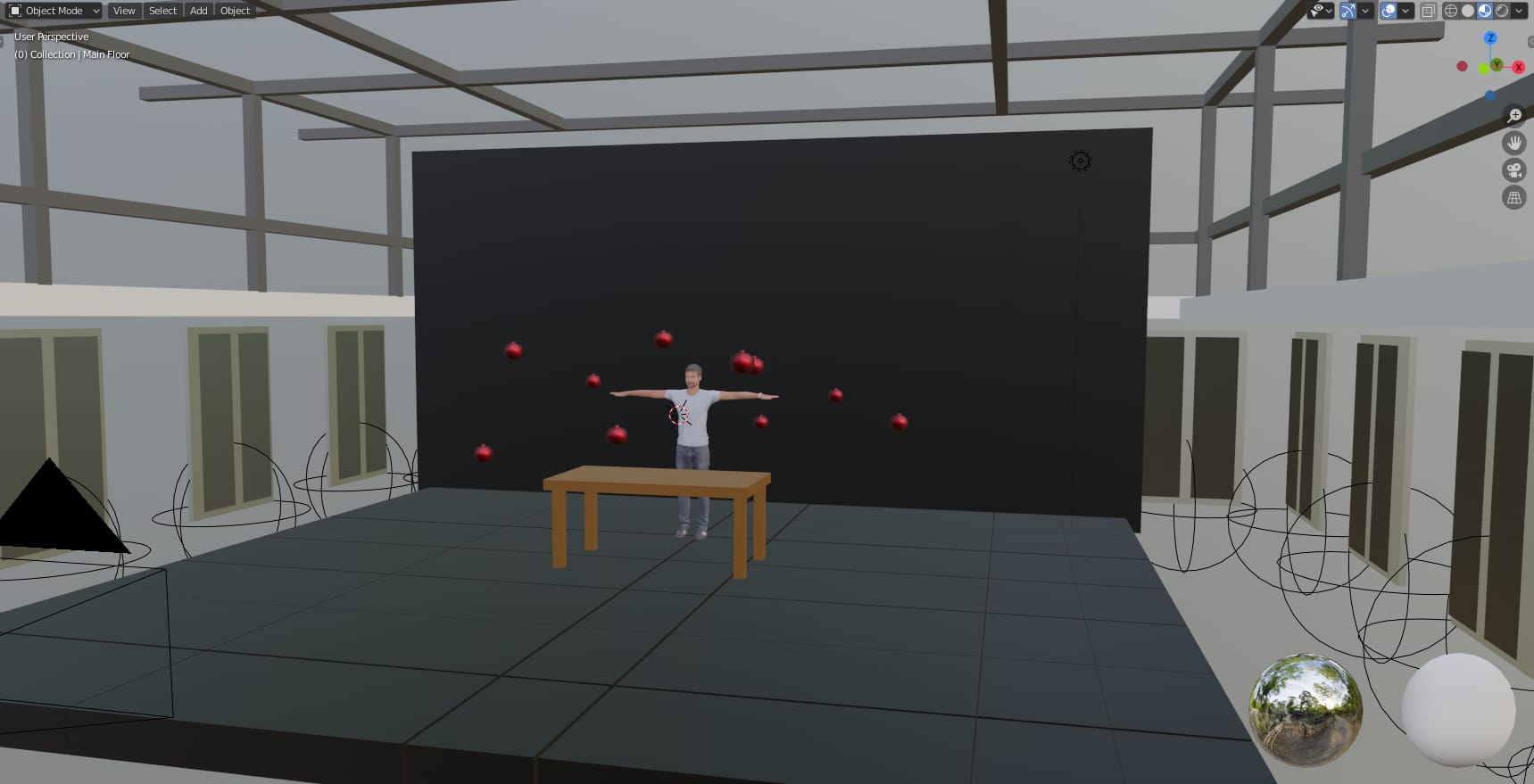 Midjourney prompt engineering for virtual set design, showcasing lighting, composition, and object placement techniques in photography.