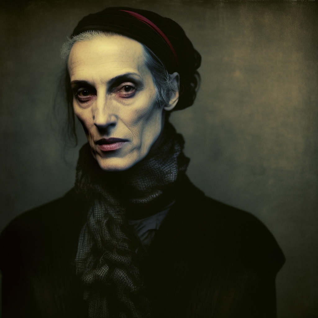 Portrait photography using Midjourney AI V4, showcasing prompt engineering, lighting techniques, and composition strategies.