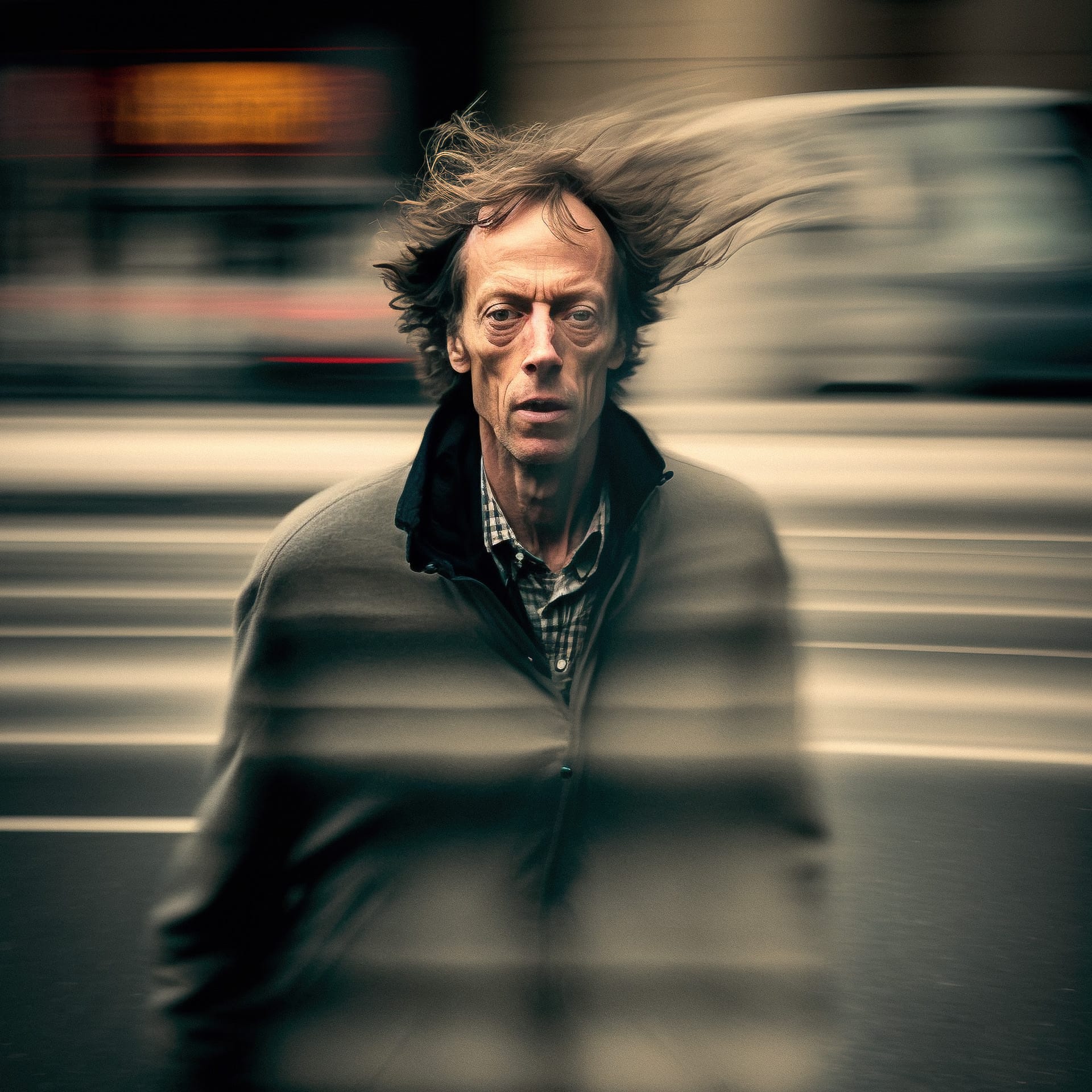 Midjourney prompt engineering for motion photography. Photograph in motion, slow shutter speed --v 4.