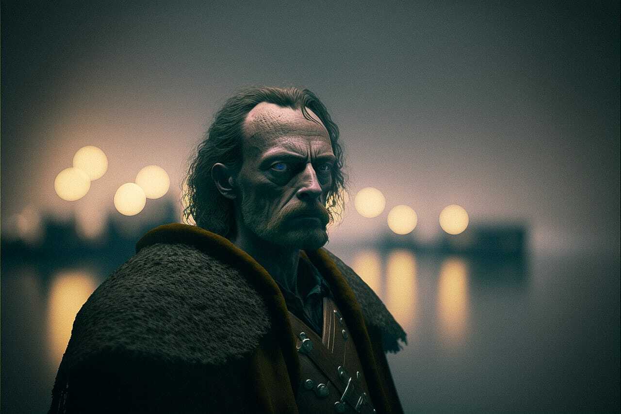 Resulting blend showcasing character creation techniques in Midjourney with prompt engineering for artistic style integration.