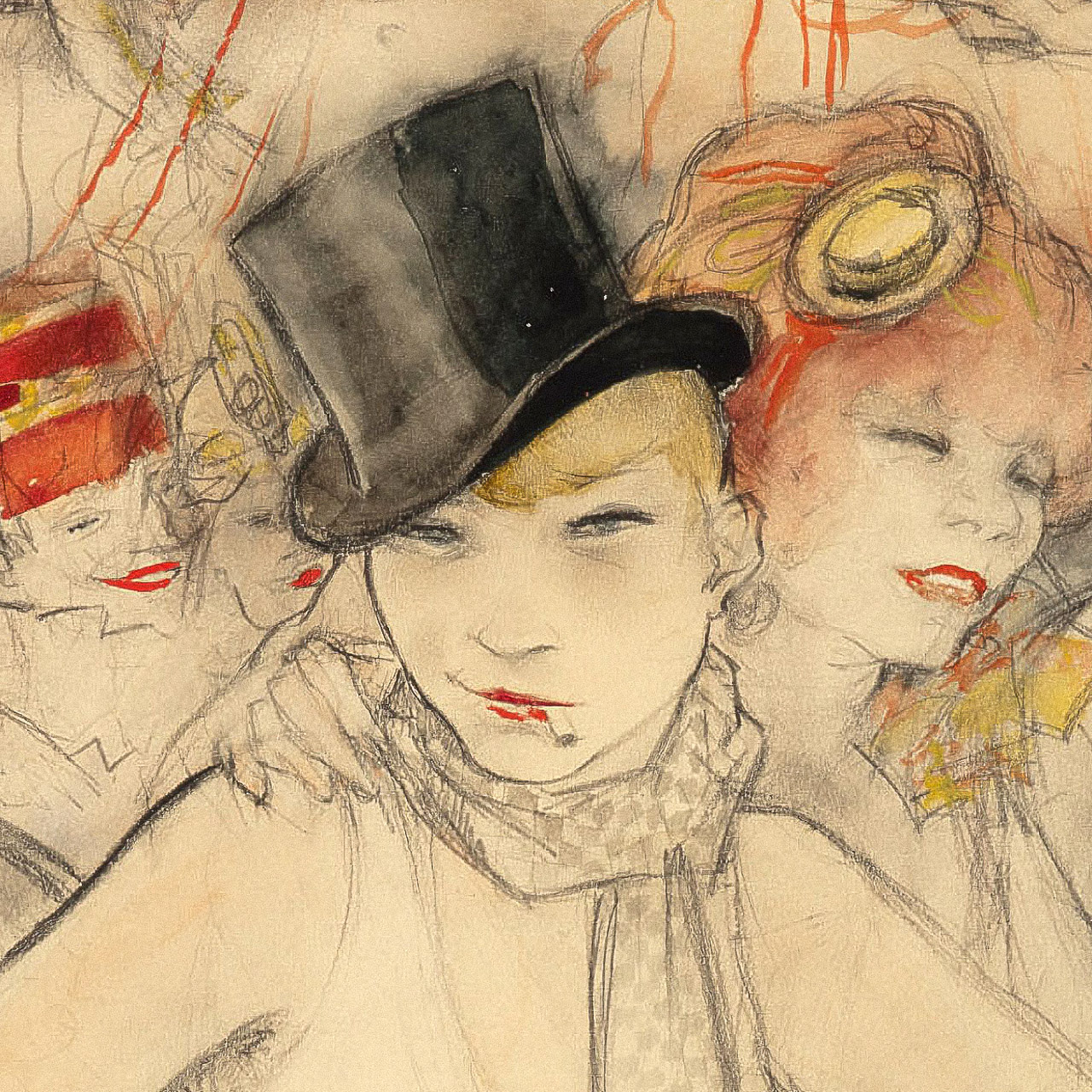 Midjourney prompt for blending artistic styles, character creation, and image techniques in Jeanne Mammen's 1928 artwork.