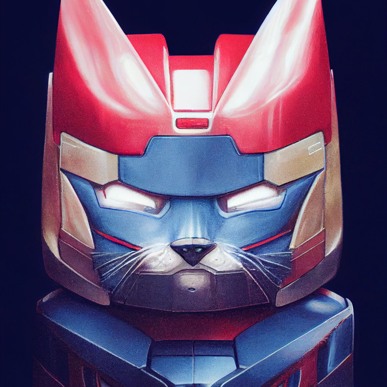 Optimus Prime cat illustration showcasing Midjourney prompt techniques, character creation, and artistic style integration.