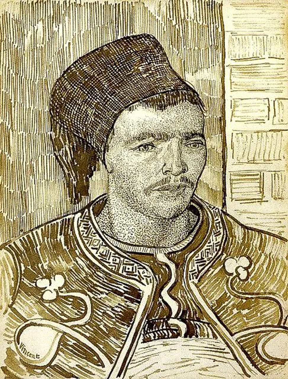 Midjourney prompt for blending Vincent Van Gogh's The Zouave with artistic styles, character creation, and image blending techniques.