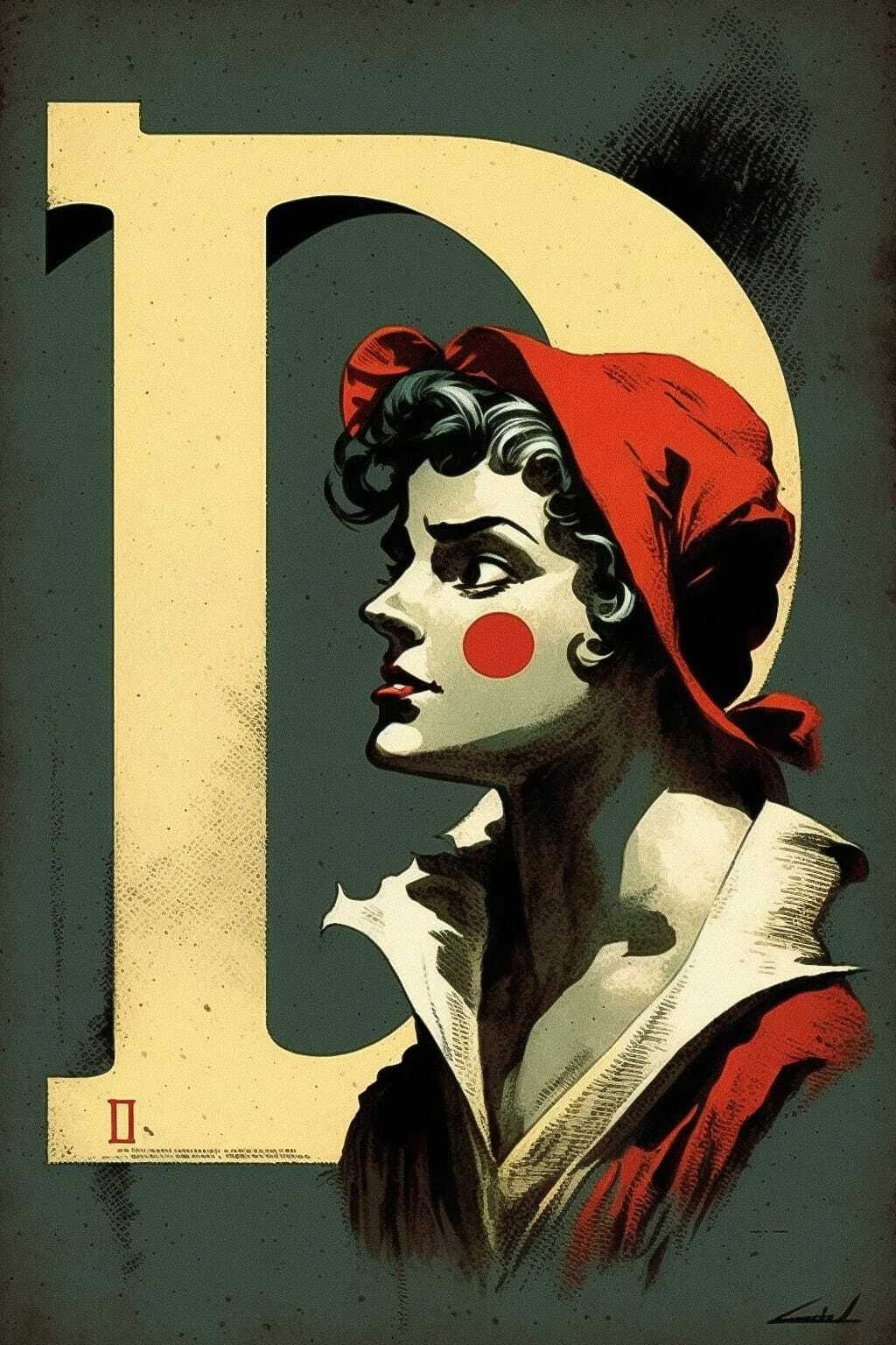 Letter L illustration by Leonetto Cappiello, showcasing prompt engineering techniques in Midjourney AI text-to-image generation.