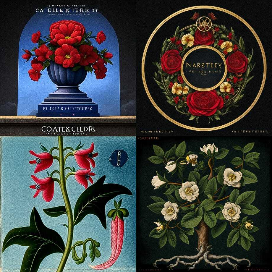 Midjourney prompt engineering showcasing floral designs with --chaos parameter effects on artistic styles and variability.