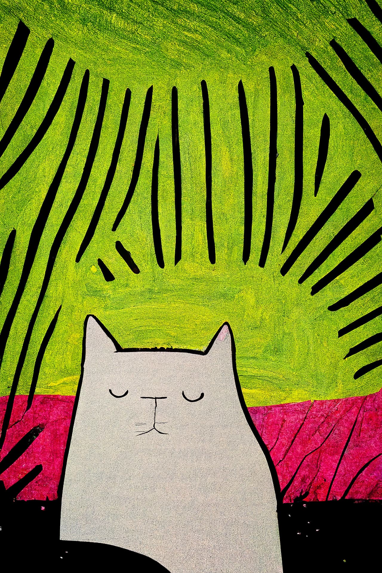 Silly cat illustration by Allie Brosh --v 3, showcasing Midjourney prompt variations for image enhancement.