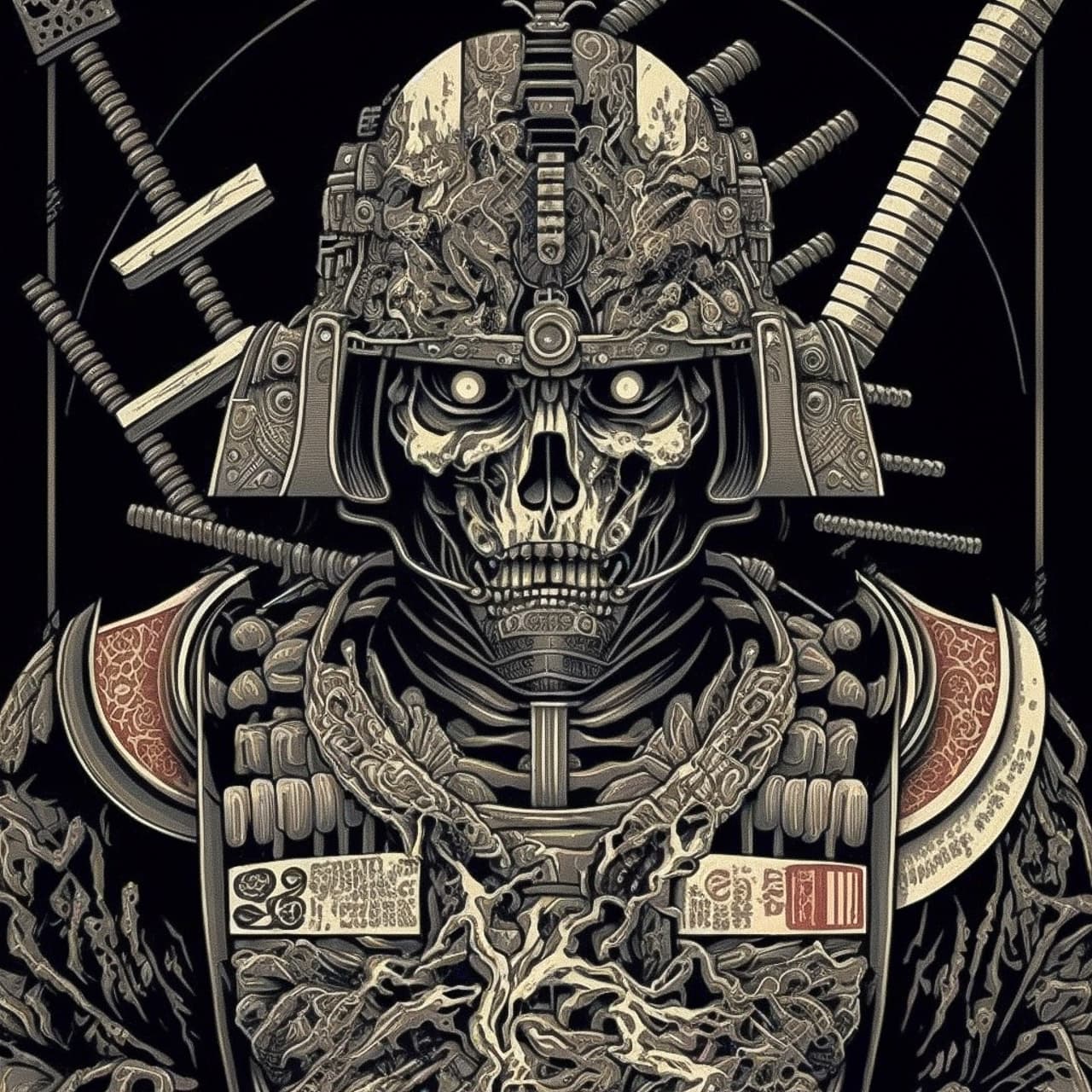 Midjourney prompt for robot samurai artwork, showcasing V4 capabilities in detail accuracy and artistic styles.