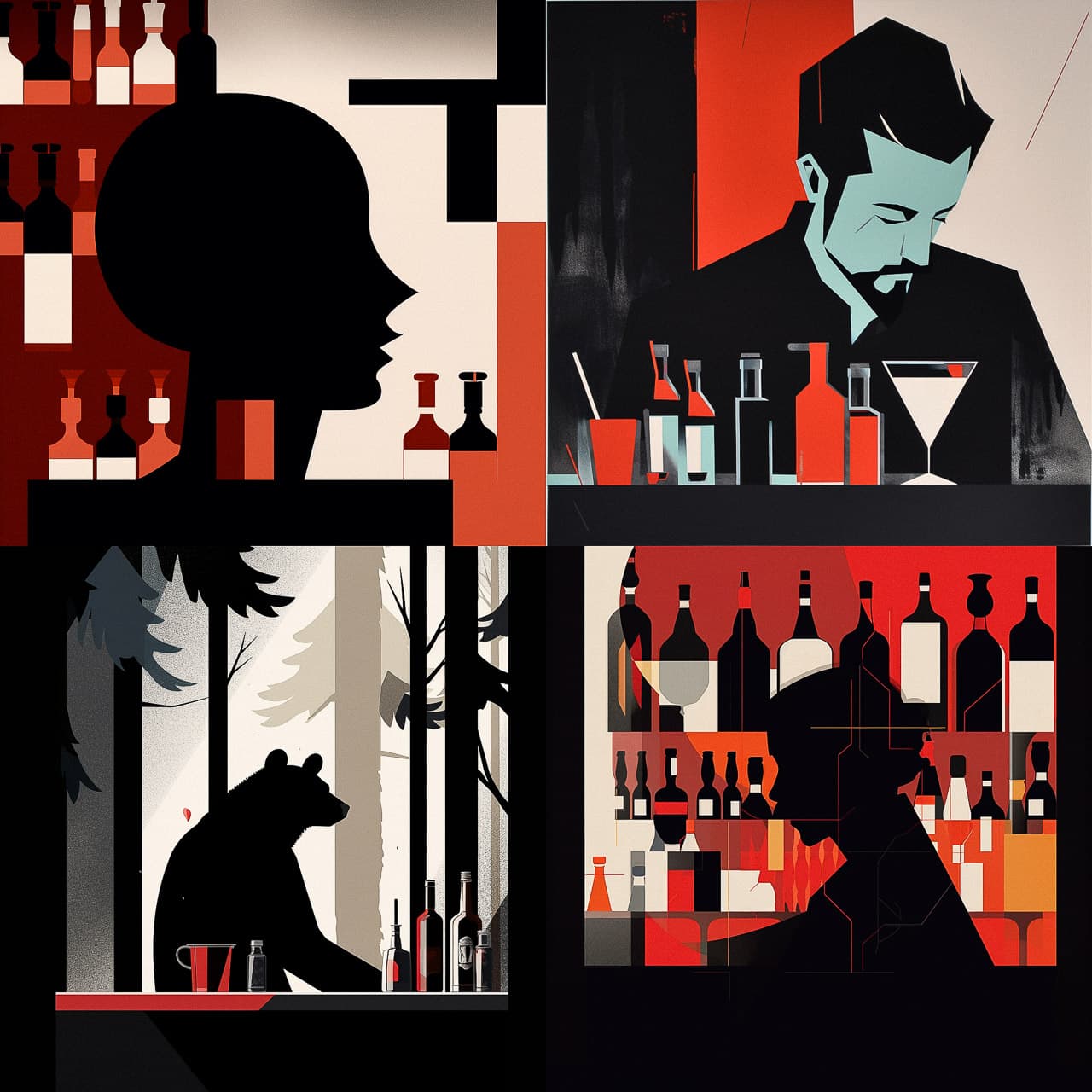 Midjourney prompt showcasing artistic styles, group portraits, and detail accuracy in AI-generated images by Noma Bar --v 5.