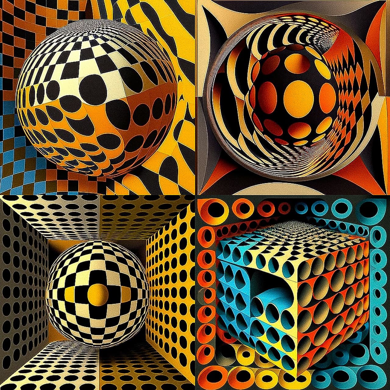 Midjourney prompt showcasing geometric patterns, spheres, and cubes, emphasizing photorealism and artistic styles in V5.