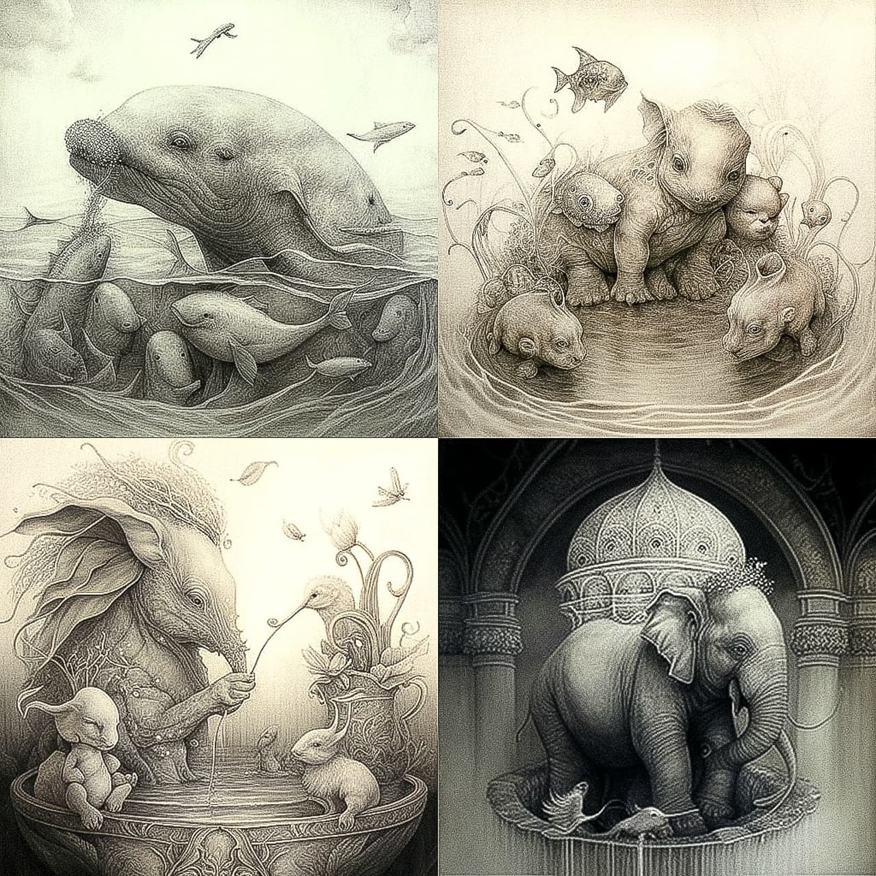 Midjourney prompt showcasing intricate animal illustrations, emphasizing detail accuracy, artistic styles, and photorealism in V5.