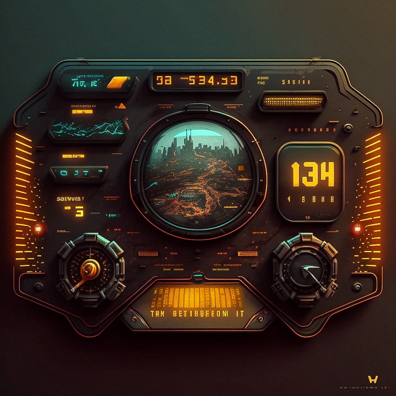Cyberpunk hovercar HUD interface showcasing Midjourney prompt engineering, photorealism, and detail accuracy --v 4.