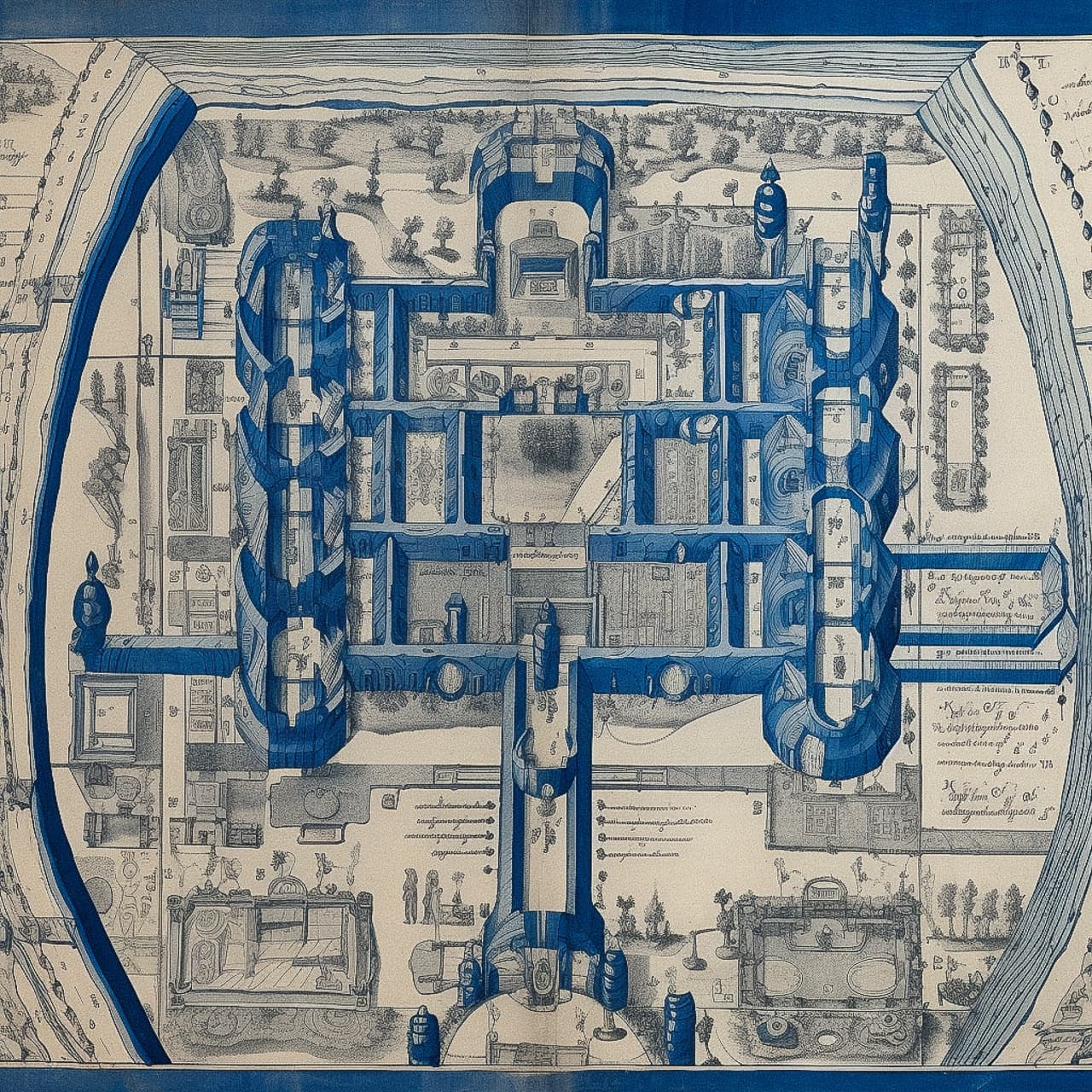 1700s blueprint underworld layout, Midjourney prompt engineering, V5 features, photorealism, artistic styles, detail accuracy, image weighting.