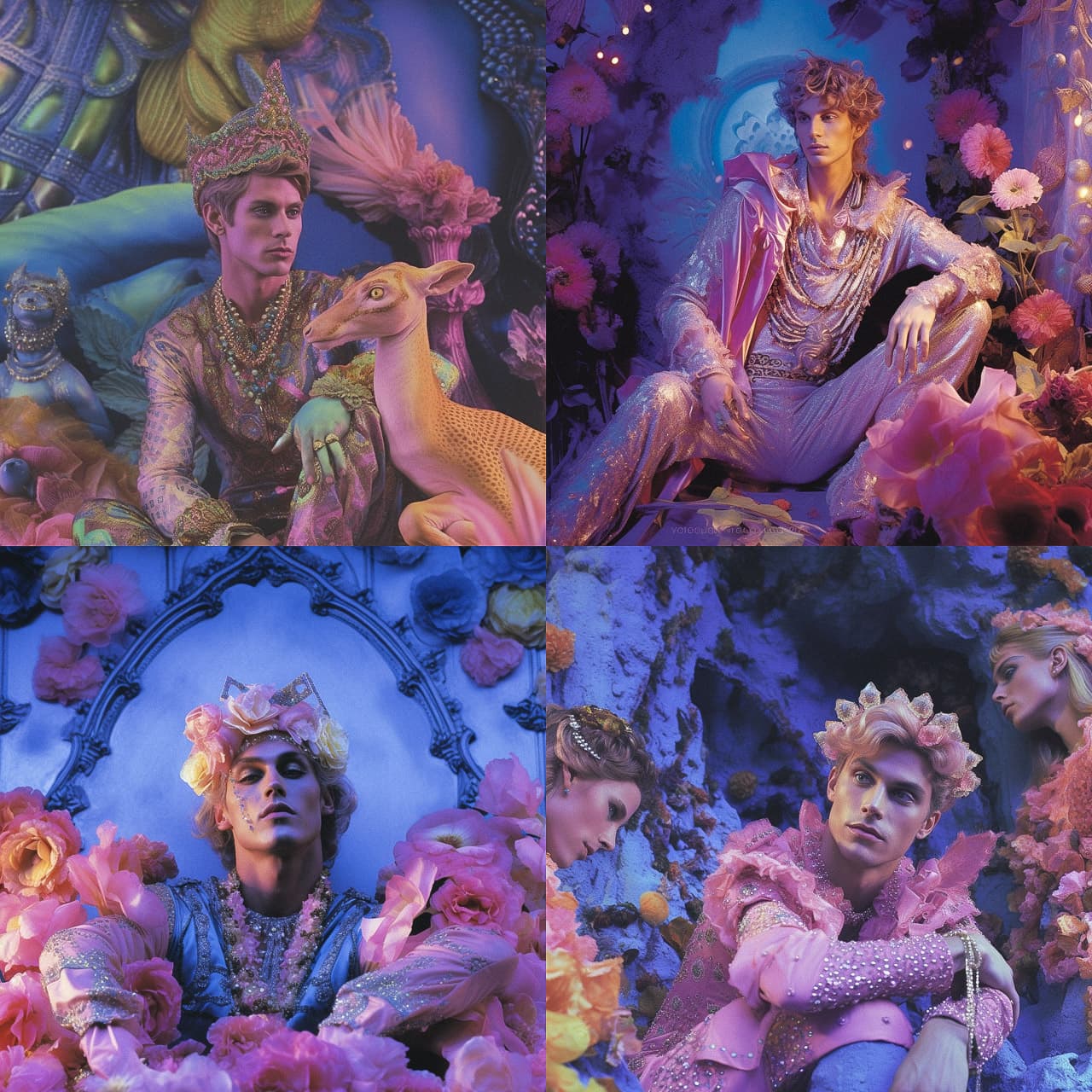 Midjourney prompt showcasing V5.1 artistic styles, photorealism, coherence, and RAW Mode features by James Bidgood.