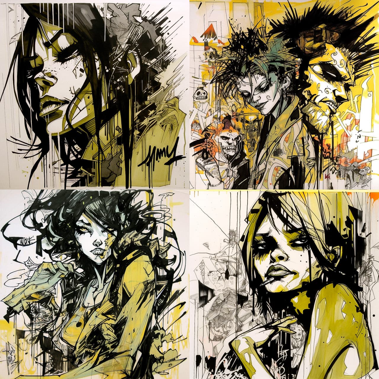 Midjourney prompt showcasing artistic styles in illustrations by Jim Mahfood, highlighting V5.1 features like coherence and photorealism.