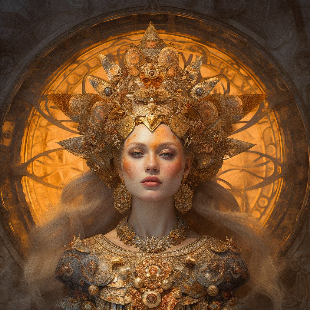 Goddess artwork generated with Midjourney prompt showcasing intricate details, photorealism, and artistic styles in V5.1.
