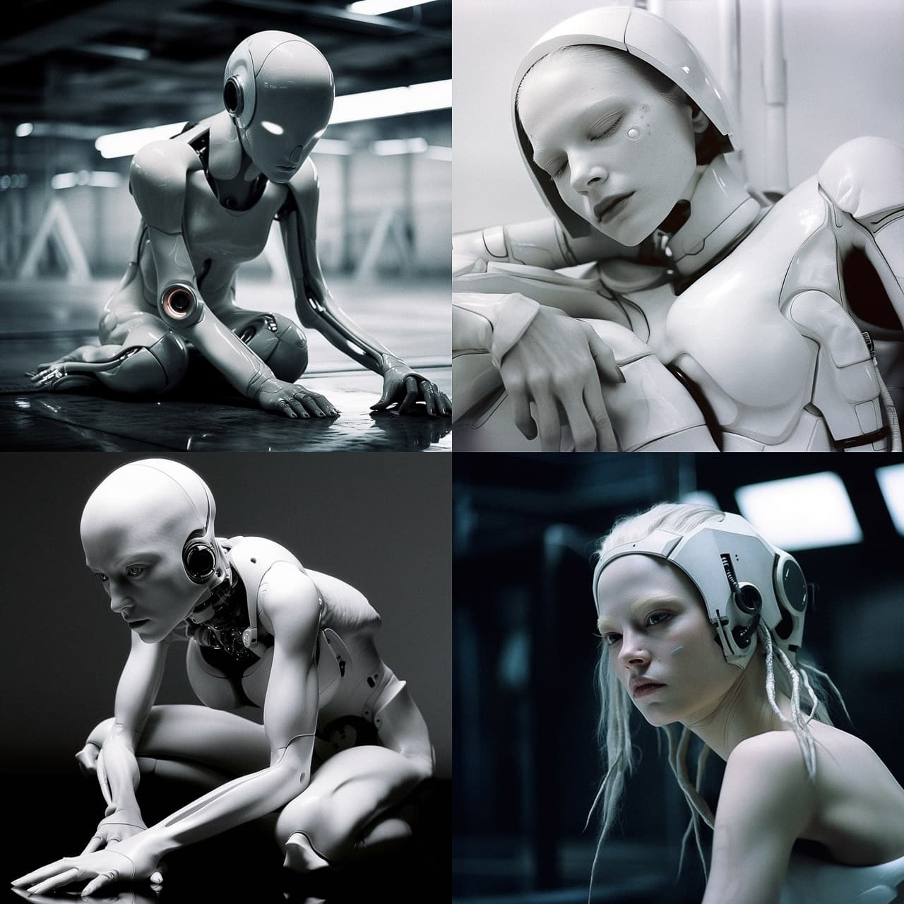 Midjourney prompt showcasing robotic figures, emphasizing photorealism, artistic styles, and advanced text-to-image generation techniques.