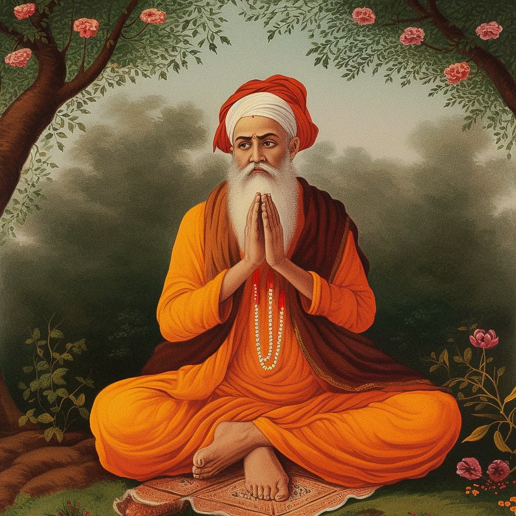 Midjourney prompt for generating artistic representation of sage in meditation, showcasing photorealism and coherence in V5.1.