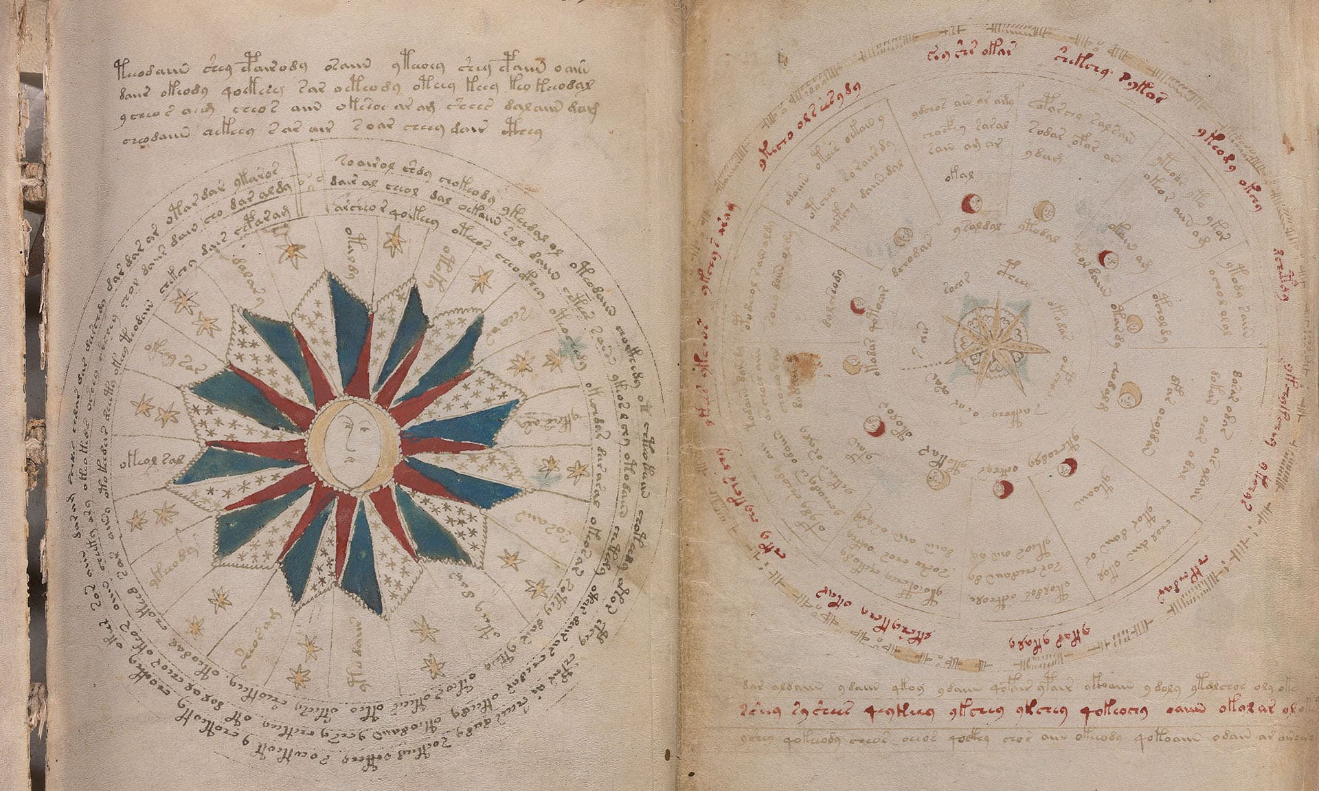 Midjourney prompt engineering for Voynich Manuscript illustrations, showcasing astrological diagrams and intricate designs.