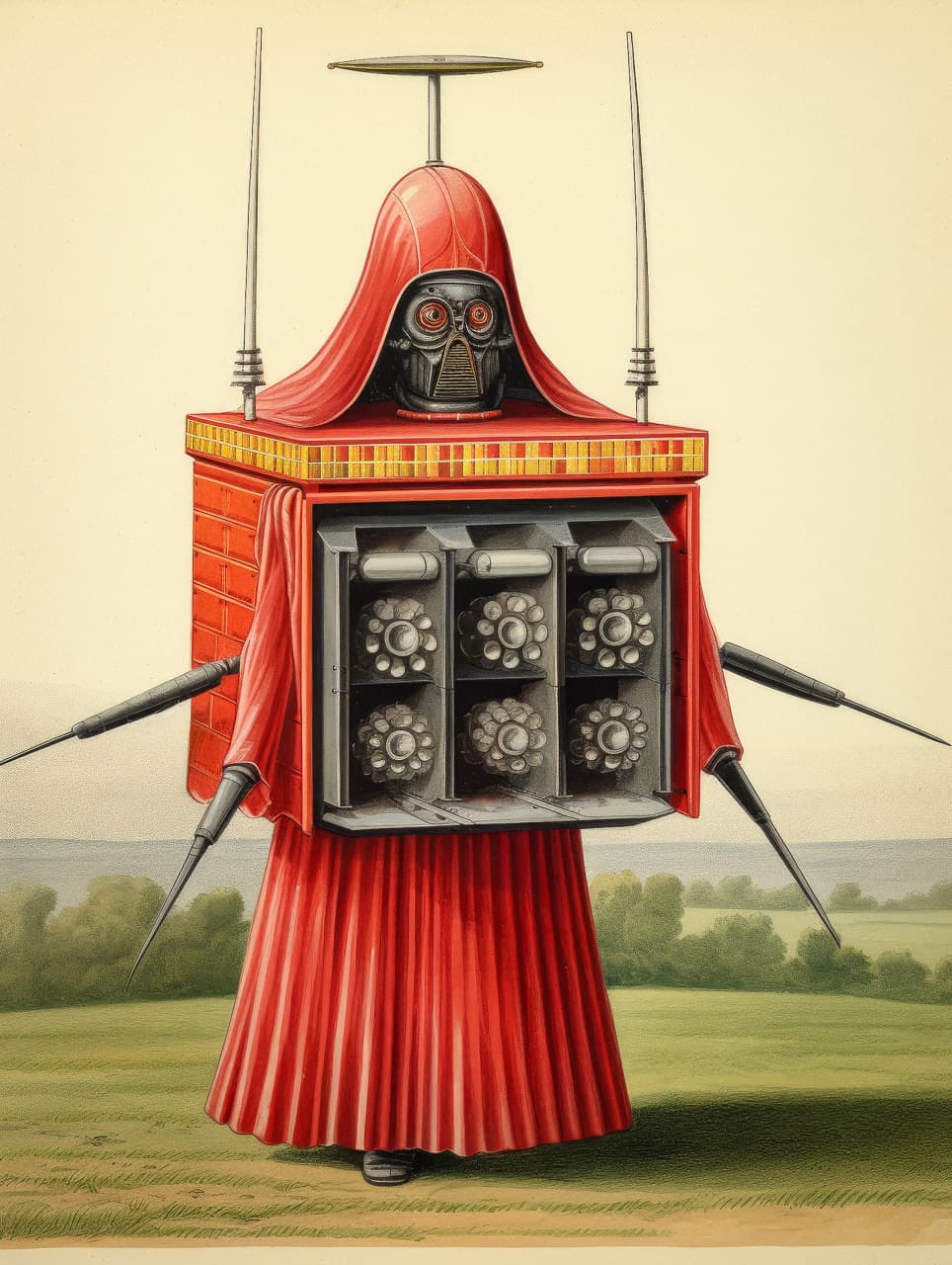 Midjourney prompt featuring Codex Seraphinianus-inspired character design with stylize 75, v 5.2, showcasing unique art styles and historical references.