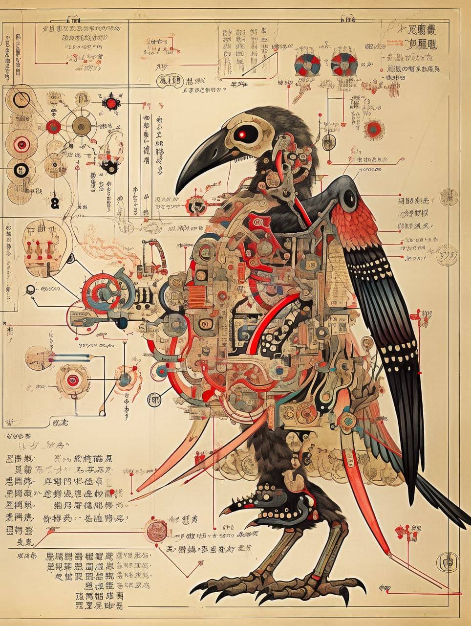 Shinigami in ancient Japanese manuscript, Edo period codex, Midjourney prompt engineering, stylize 150, niji 5.