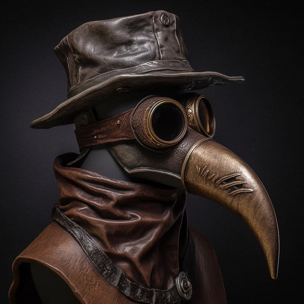 Plague doctor mask showcasing historical significance, Midjourney prompt engineering, version 5.2, cultural representation, artistic expression.