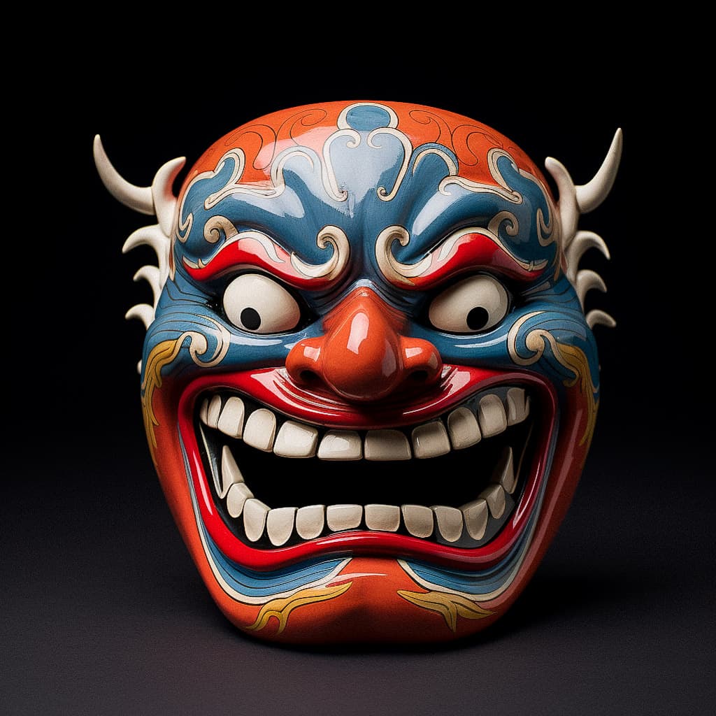 Noh Theatre mask representing cultural significance in Midjourney prompt engineering techniques.