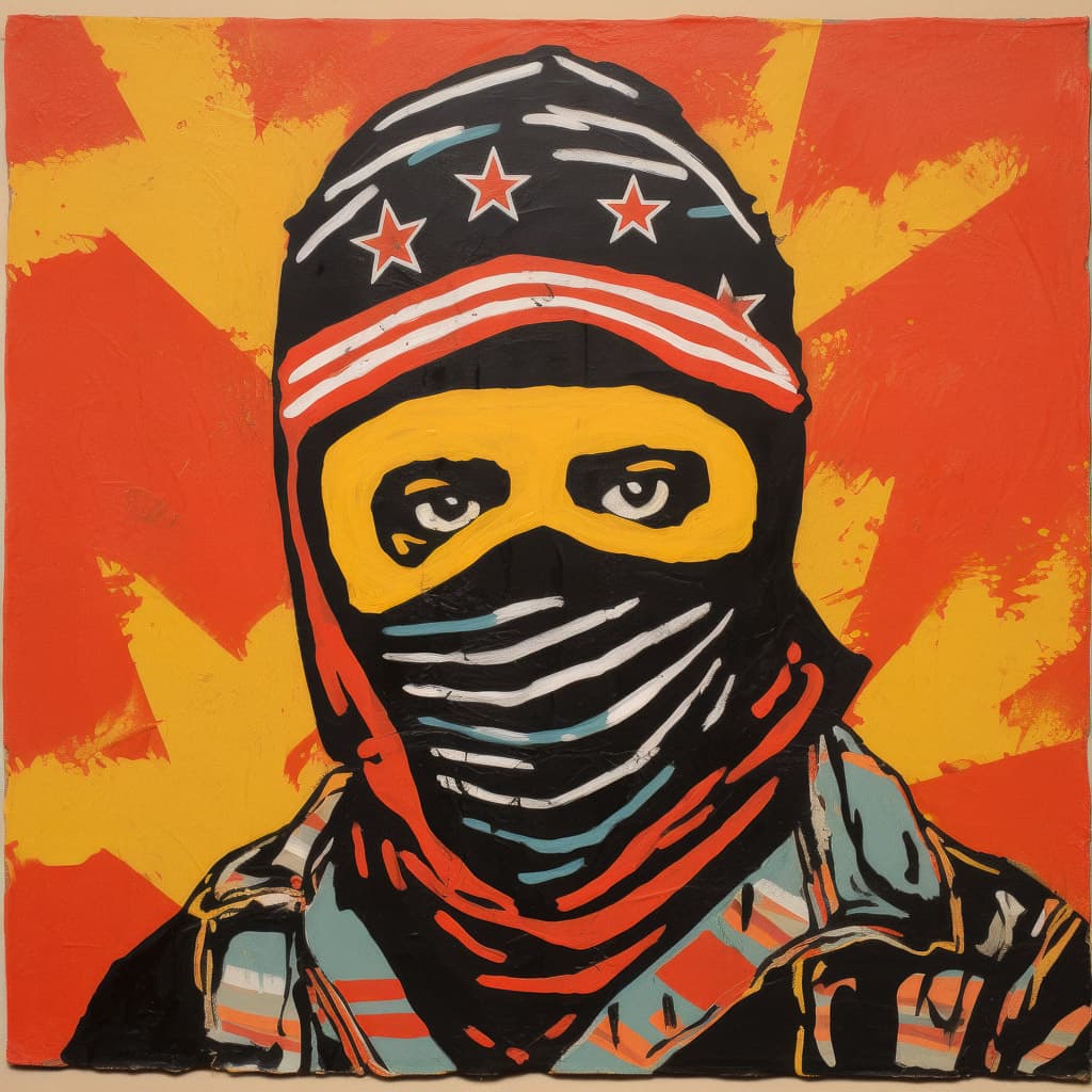 Zapatista mask representation in Midjourney prompt, showcasing cultural significance and artistic expression.