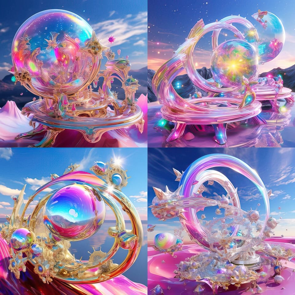 Midjourney prompt showcasing unique styles generated using /tune command in Version 5.2 with vibrant, abstract designs.
