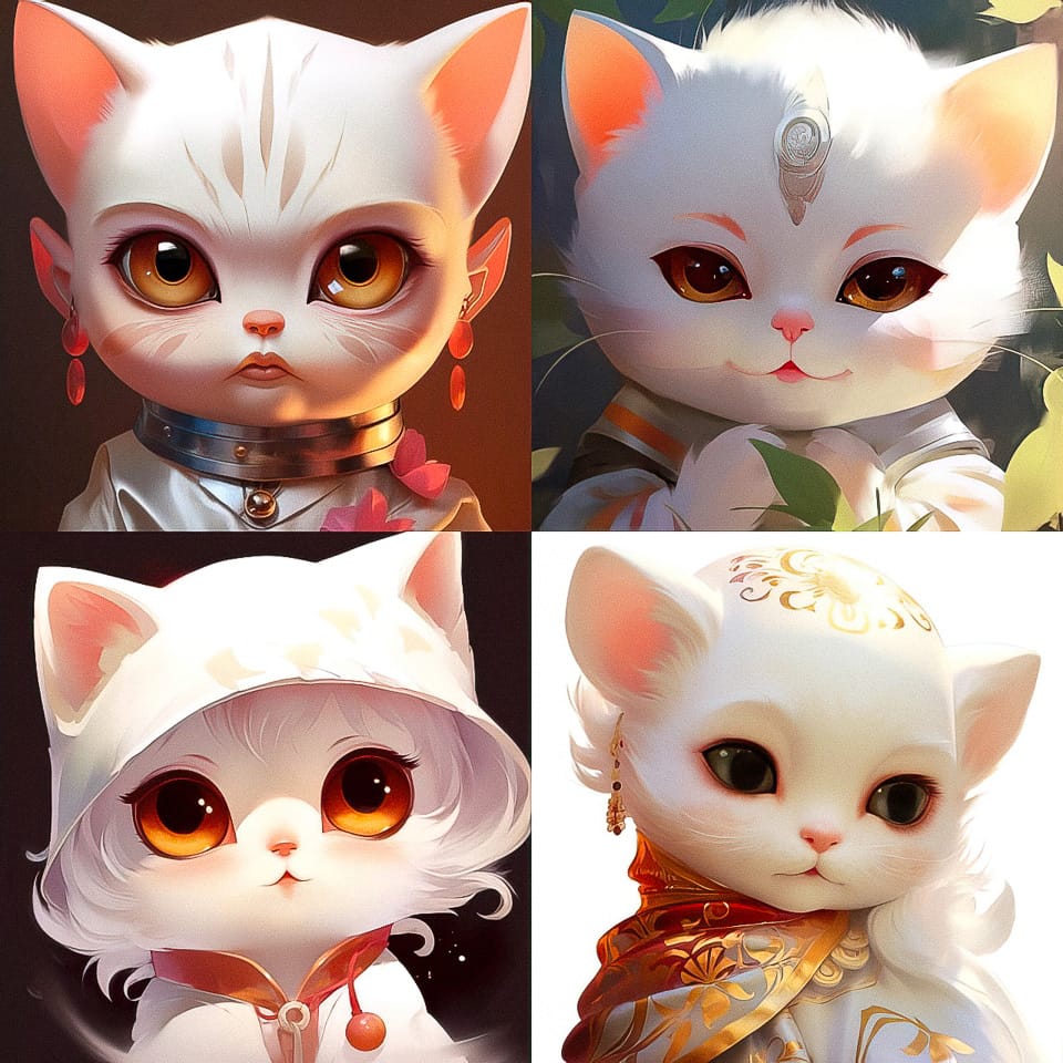 Midjourney generated cat characters showcasing various styles using prompt techniques. Features unique designs and expressions. Optimized for visual storytelling.
