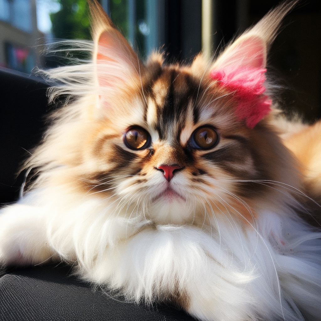 cute Mainecoon cat styled with Midjourney prompt /tune command for unique visual effects