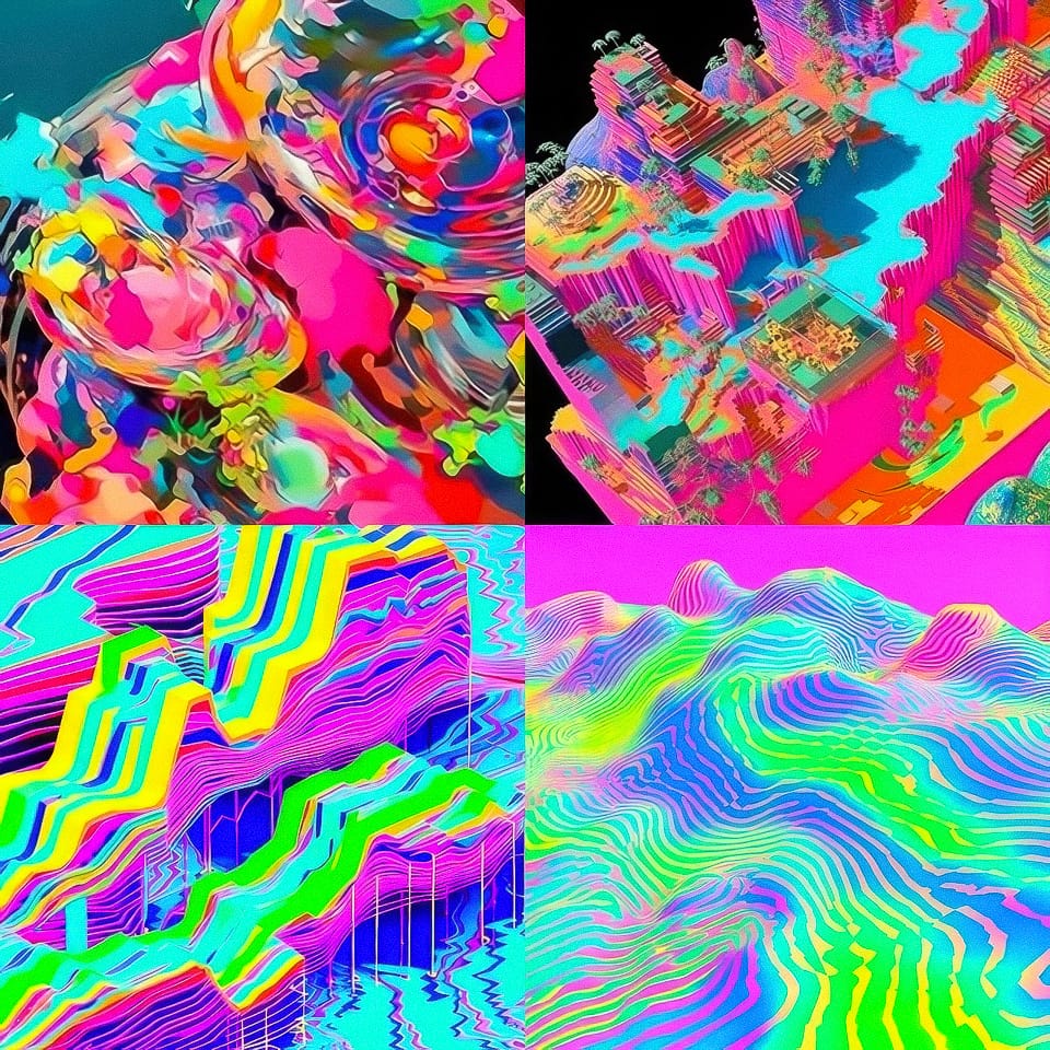 Midjourney prompt showcasing vibrant abstract styles, demonstrating unique visual outputs from Style Tuner in Version 5.2.
