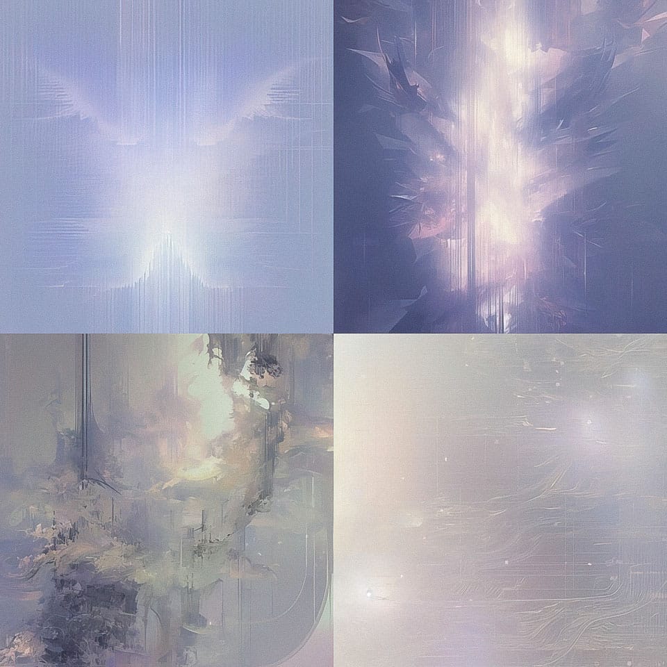Midjourney prompt showcasing abstract styles generated using /tune command in Version 5.2 with unique visual elements.