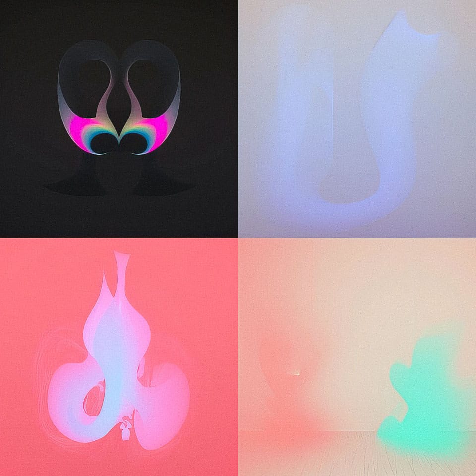 Midjourney generated abstract art using prompt techniques, showcasing unique styles with /tune command in Version 5.2.