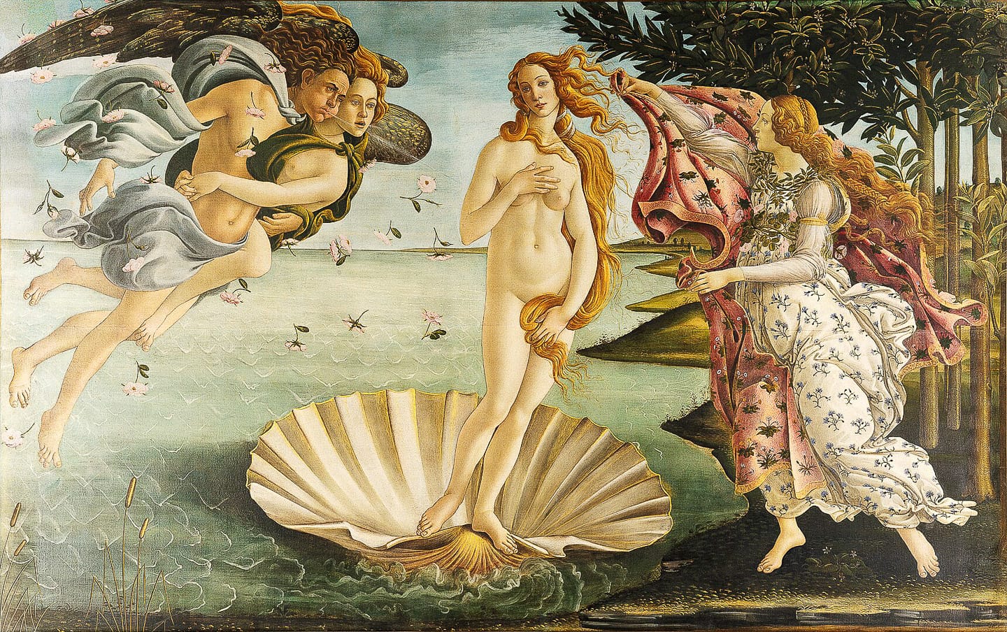 Midjourney prompt engineering replicating Sandro Botticelli's 'The Birth of Venus' with modern aesthetics and Early Renaissance style.