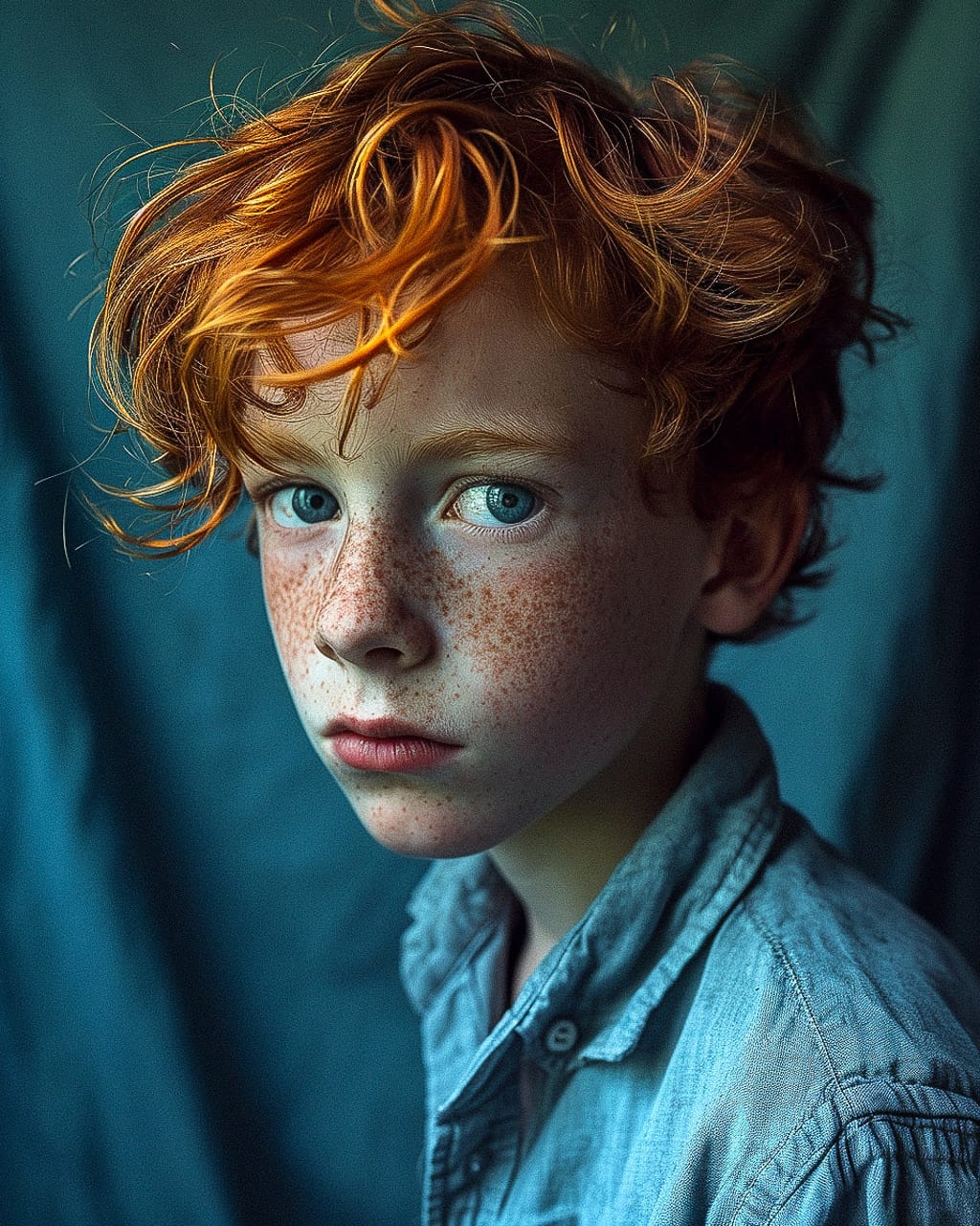 Midjourney prompt for redhead boy portrait, V6 techniques, image prompting, prompt complexity, artist styles, blending concepts.