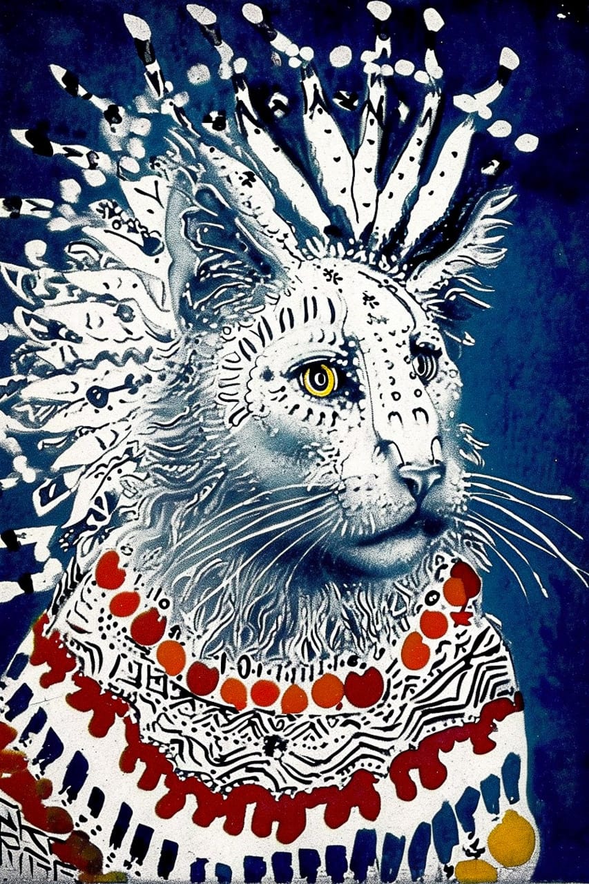 Midjourney prompt showcasing unique lion illustration with abstract patterns, vibrant colors, and intricate details --v 6.0.