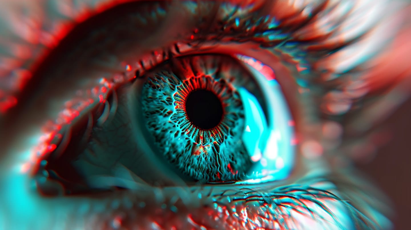 Midjourney prompt showcasing hyperrealistic eye detail, emphasizing prompt accuracy, unconventional composition, and artistic styles in V6.