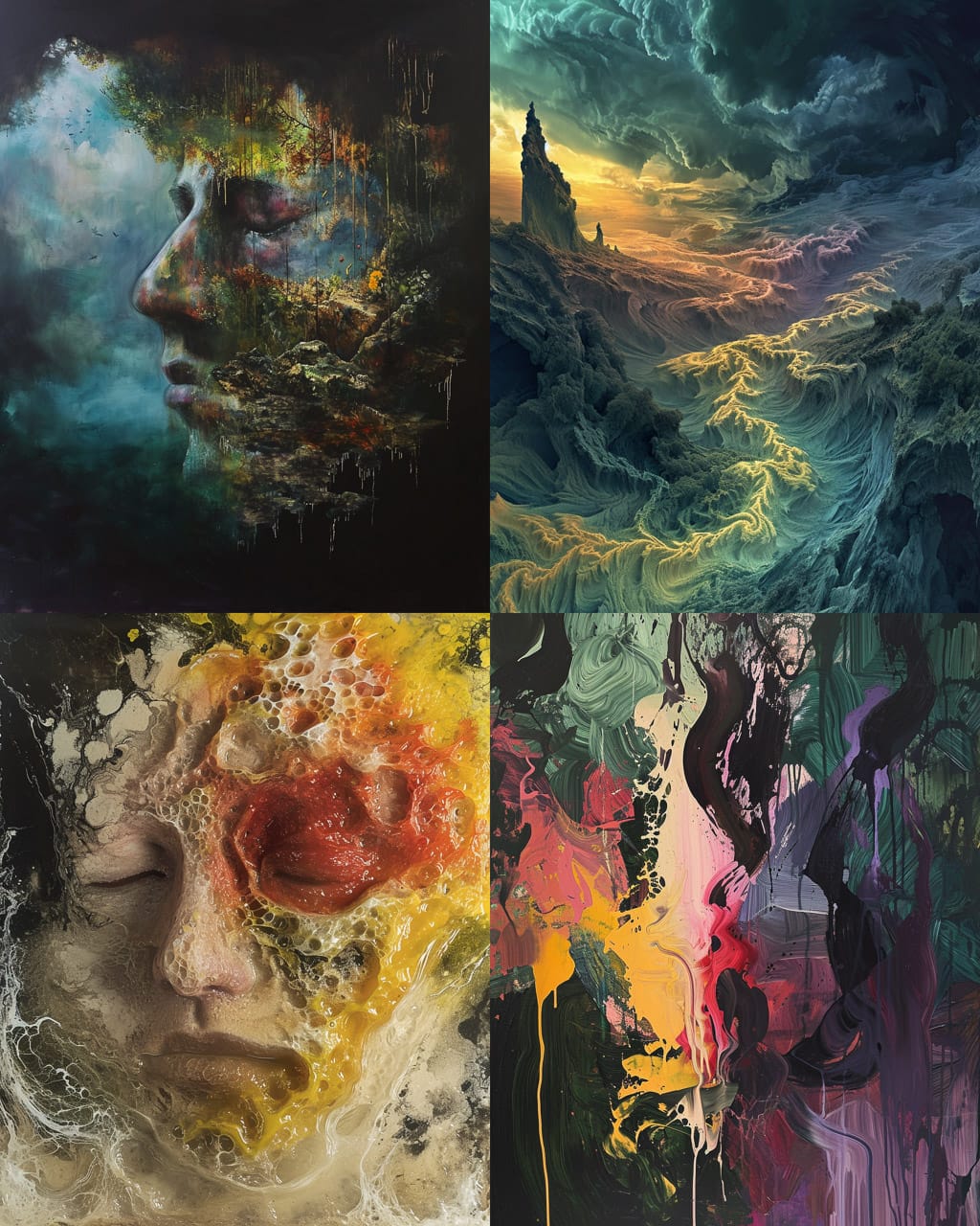 Midjourney prompt techniques for multi-dimensional petrichor, V6.0, exploring abstract concepts, blending, image prompts, and optimal word order.