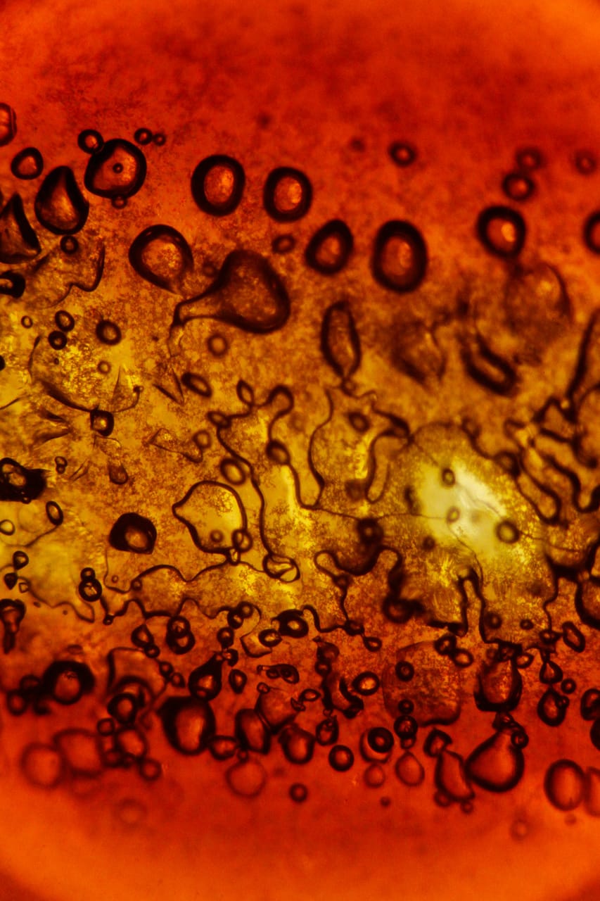 Microscopic burned film texture illustrating Midjourney prompt techniques for style referencing and influence control in photography.
