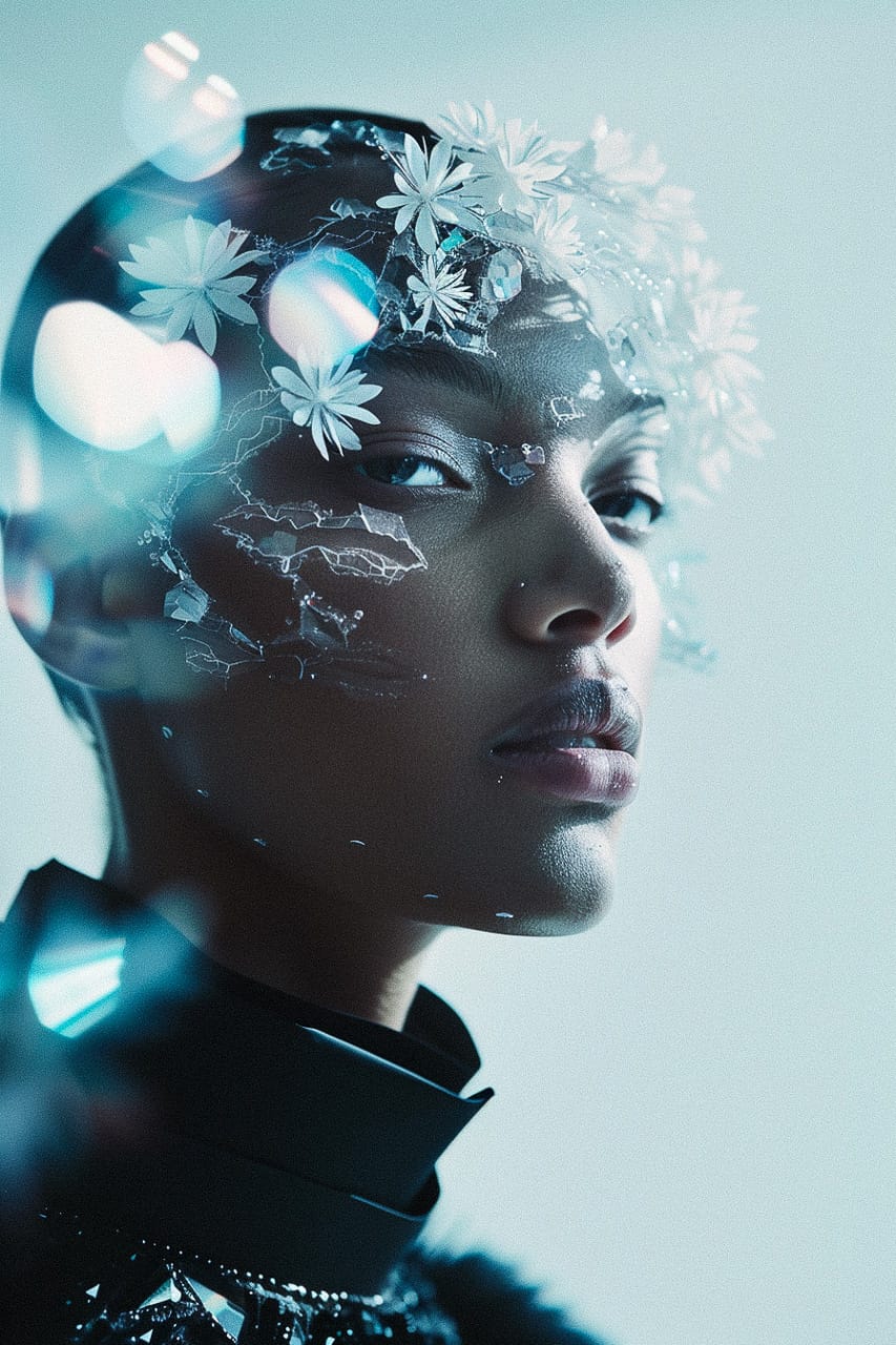 Midjourney prompt for romantic portrait --v 6.0, showcasing advanced style referencing and influence control techniques.