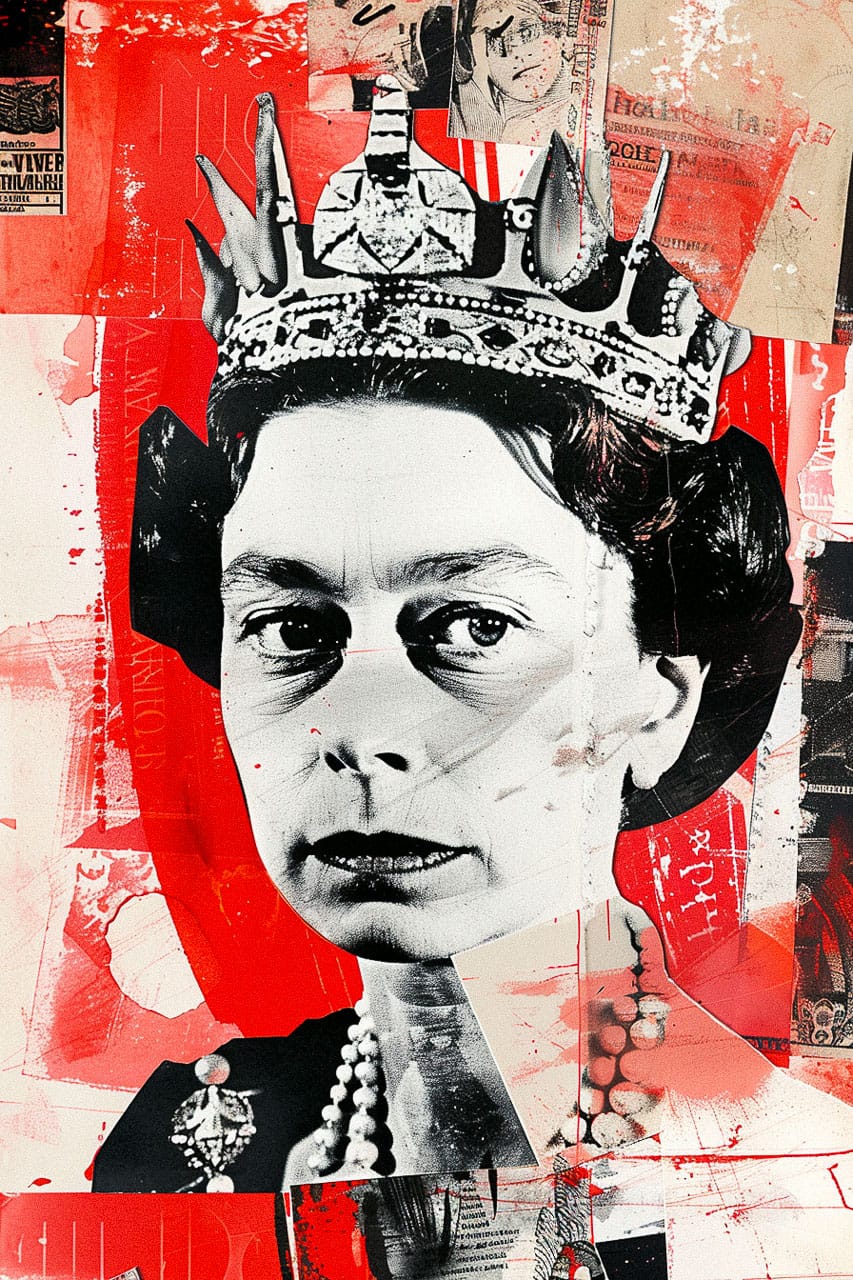 Midjourney prompt for portrait of The Queen using --sref, exploring style weight and image weight for creative photography.