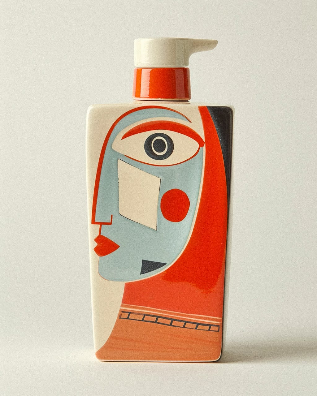 Shampoo bottle design by Ivan Chermayeff showcasing Midjourney prompt techniques for graphic design and branding.