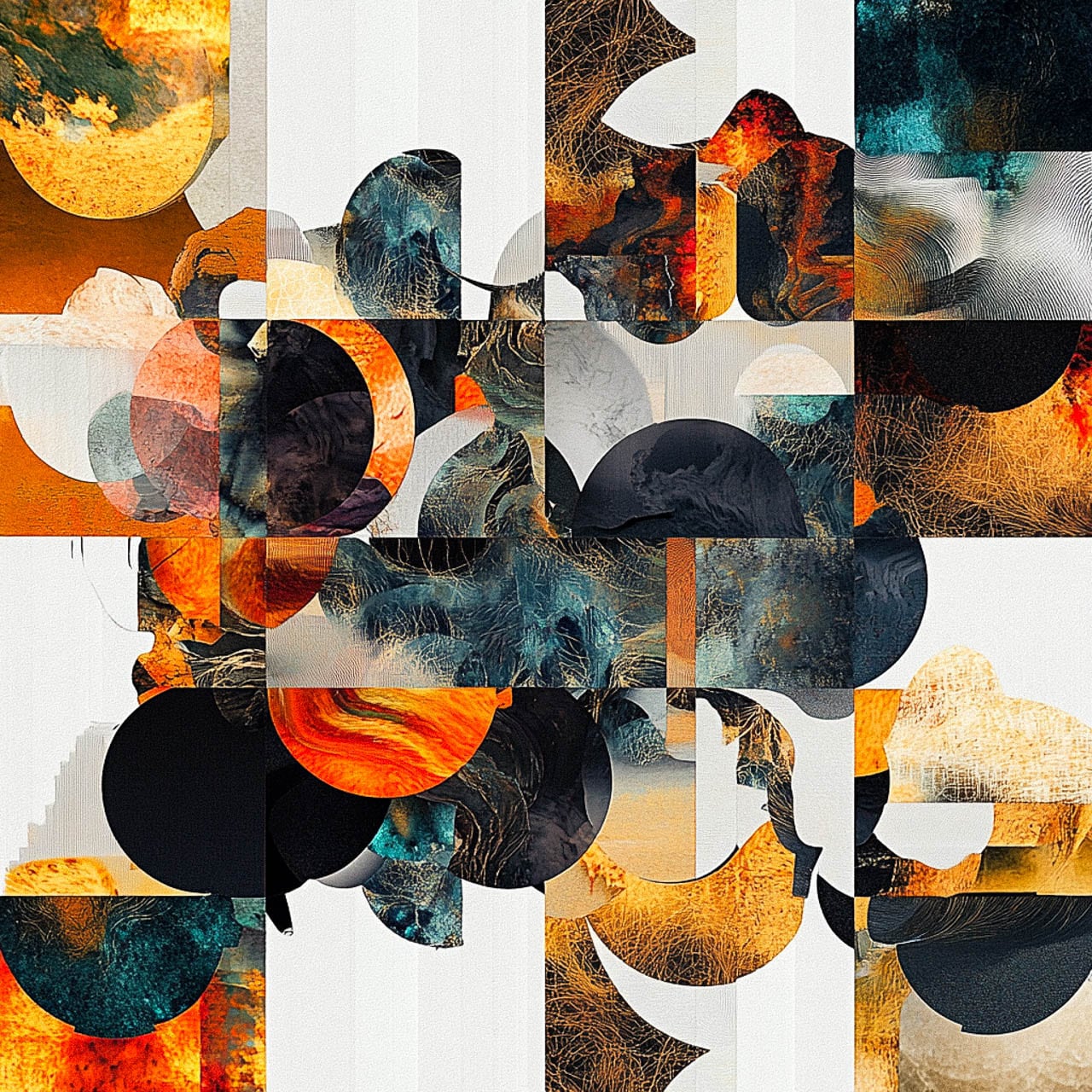 Abstract composition using Midjourney prompt techniques with SREF code 4117480581 for unique visual styles.